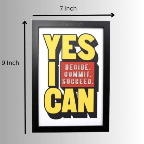 Yes I Can Text Wall Frame Motivational Wall Frame