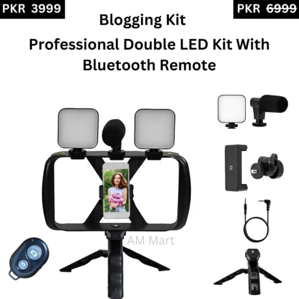 Blogging Kit, Professional Double LED Kit With Bluetooth Remote